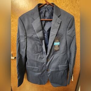 Stafford Men's Navy Blue Birdeye Blazer